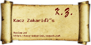 Kacz Zakariás névjegykártya